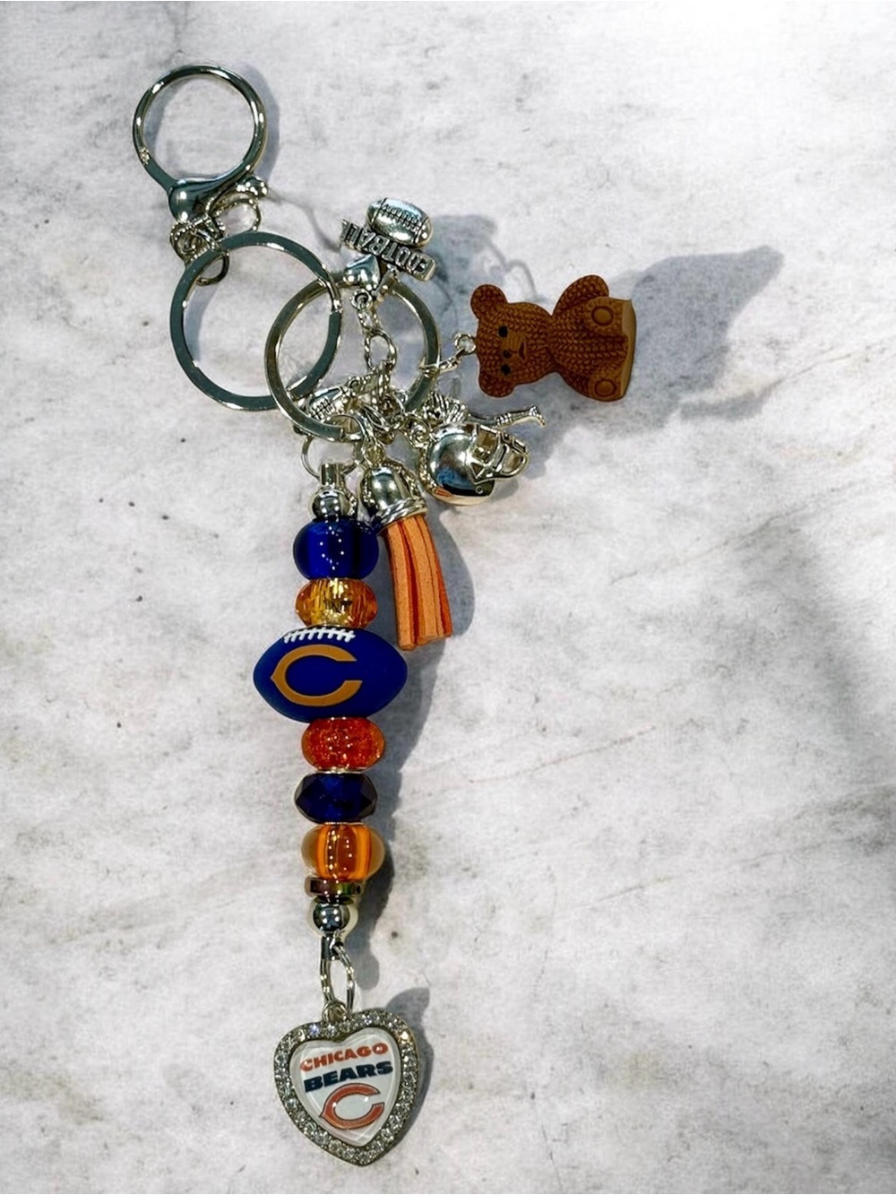 Chicago Bears beaded key ring purse bag charms